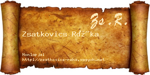 Zsatkovics Réka névjegykártya